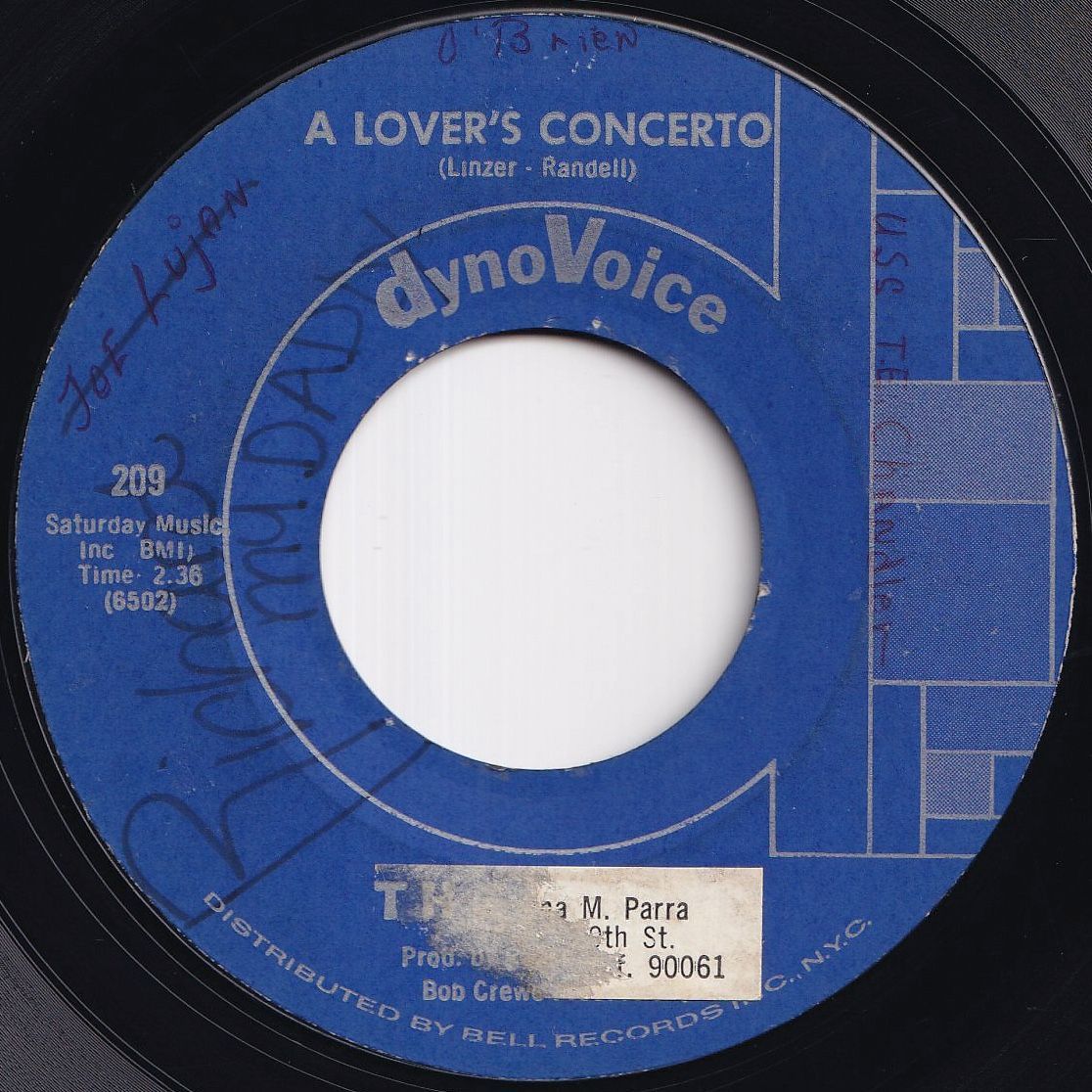 Toys A Lover's Concerto / This Night DynoVoice US 209 211913