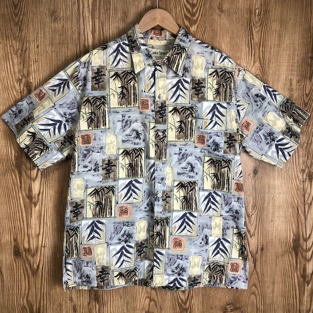 HAWAII USA製 80s VINTAGE  総柄 アロハシャツ ハワイアン 和柄 半袖シャツ ショートスリーブシャツ メンズ M 80年代 ハワイ製  ビンテージ ヴィンテージ ストリート アメカジ 古着 e24061013