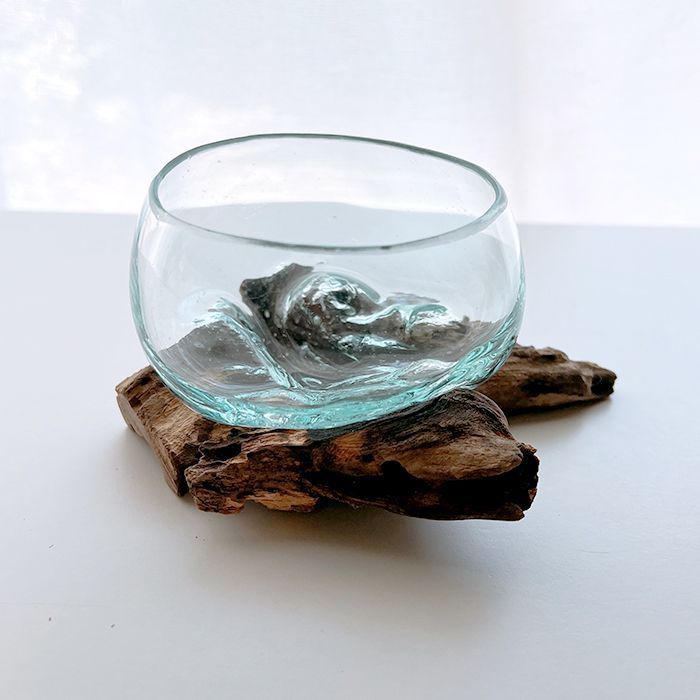 新品】CRAFT GLASS WOOD 流木ガラスオブジェ 05 ハンドメイドガラス1点