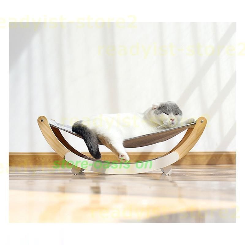猫 ハンモック ベッド 木製 スタンド型 揺れる 多機能 運動不足 ストレス解消 猫グッズ ペット夏用 湿気防止 猫日光浴 通年適用