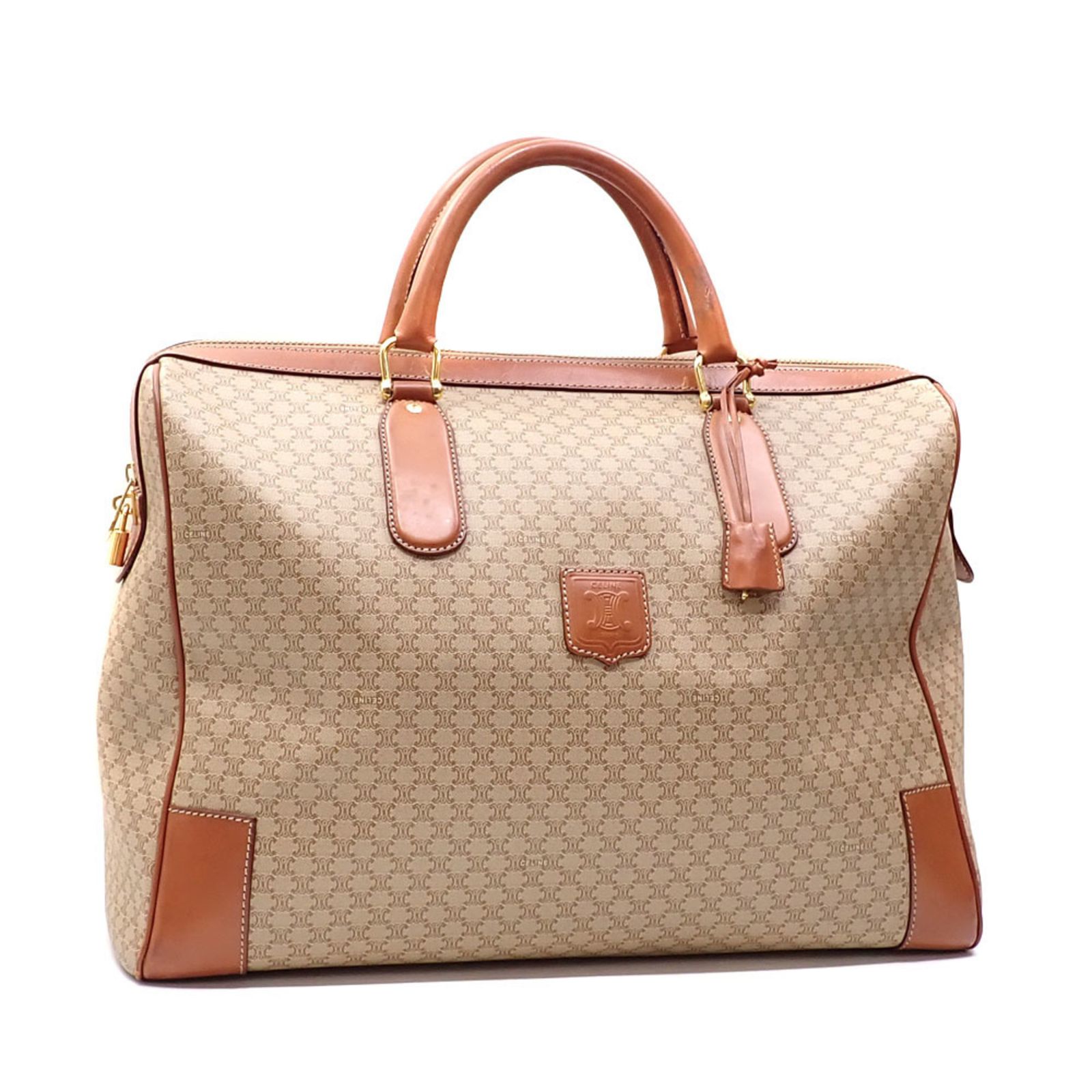 セリーヌ(Celine) セリーヌ ボストンバッグ ベージュ PVC レザー