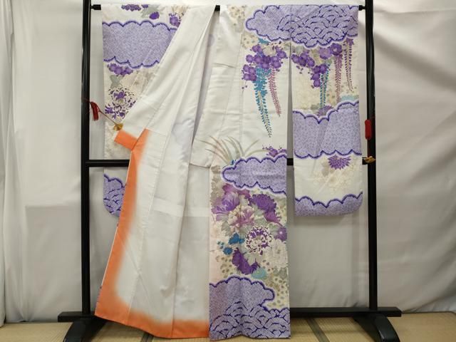 平和屋着物▽訪問着 単衣 桜散らし 金彩 洗える着物 BAAT9123yc