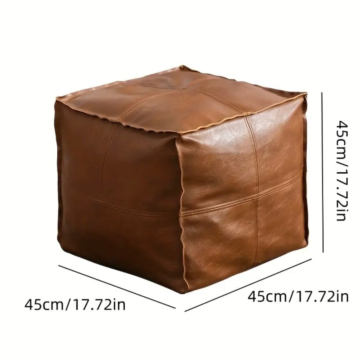 ブラウン スクエアオットマン 合成皮革