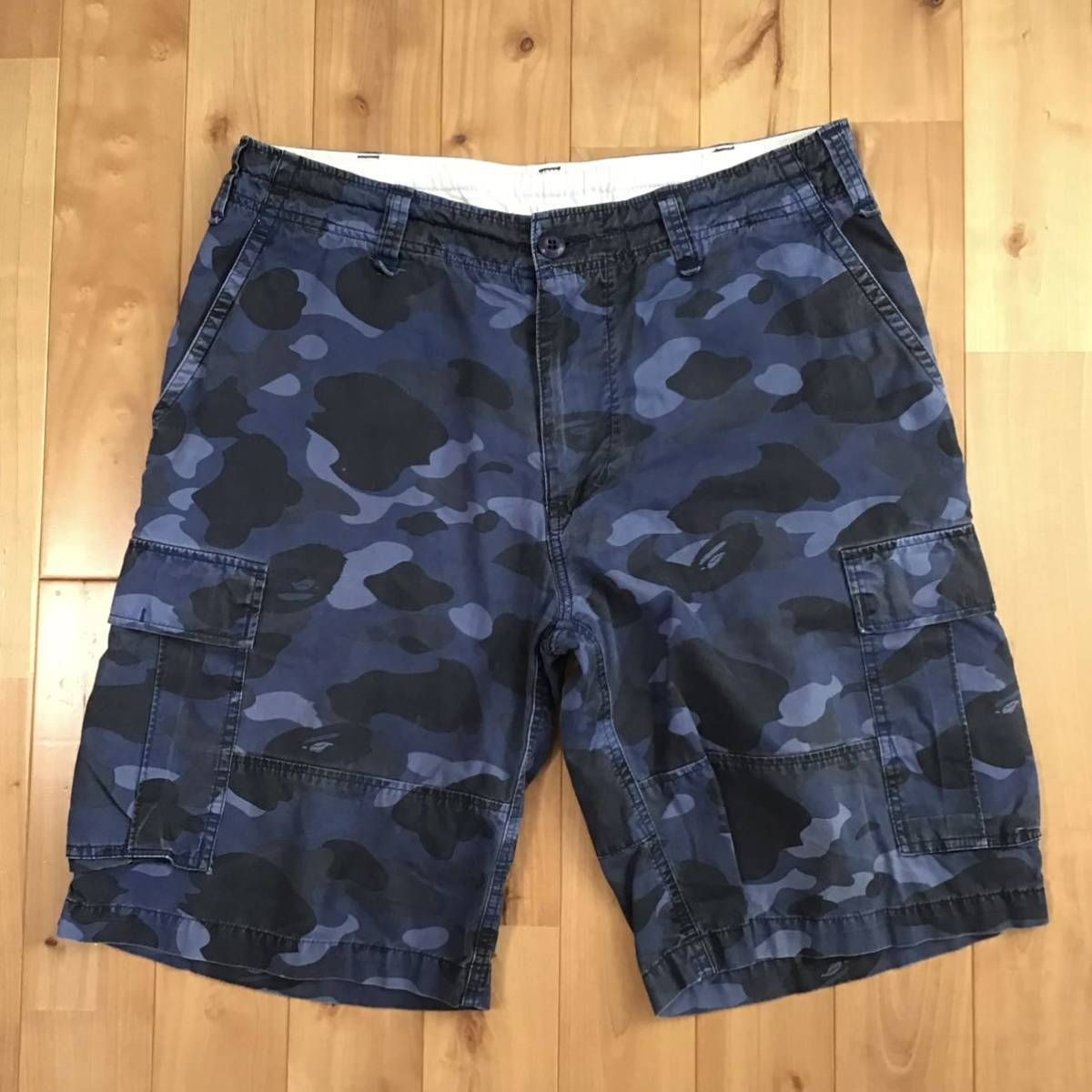 ☆初期☆ Blue camo カーゴ ハーフパンツ Mサイズ a bathing ape BAPE