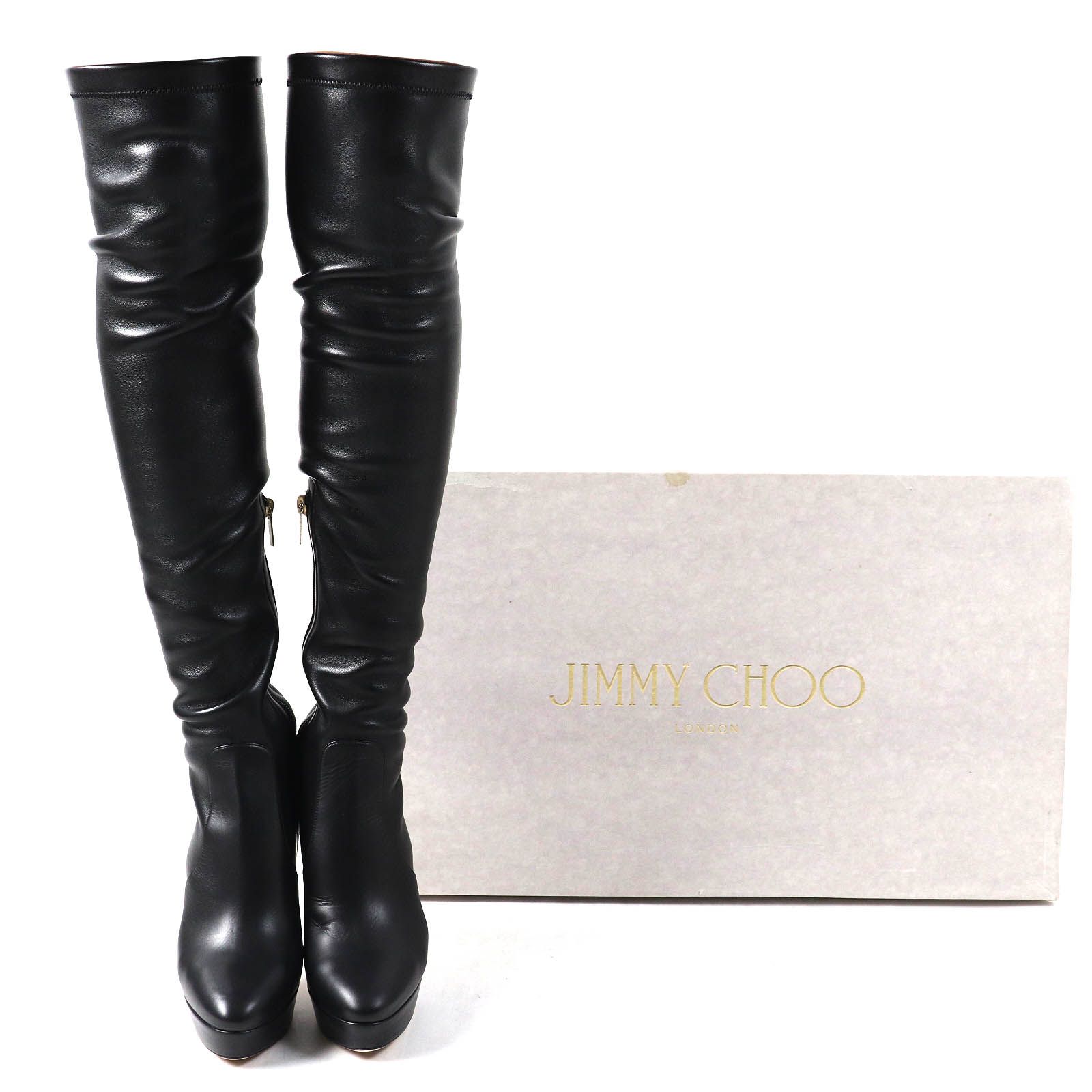 未使用品△JIMMY CHOO ジミーチュウ サイドジップ レザー ロング