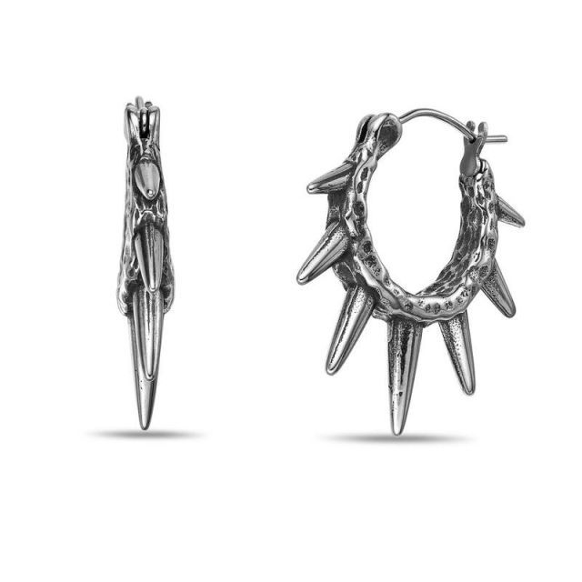 送料無料 リンクス メンズ ピアス イヤリング アクセサリー Men s LYNX Stainless Steel Spike Hoop Earrings Stainless