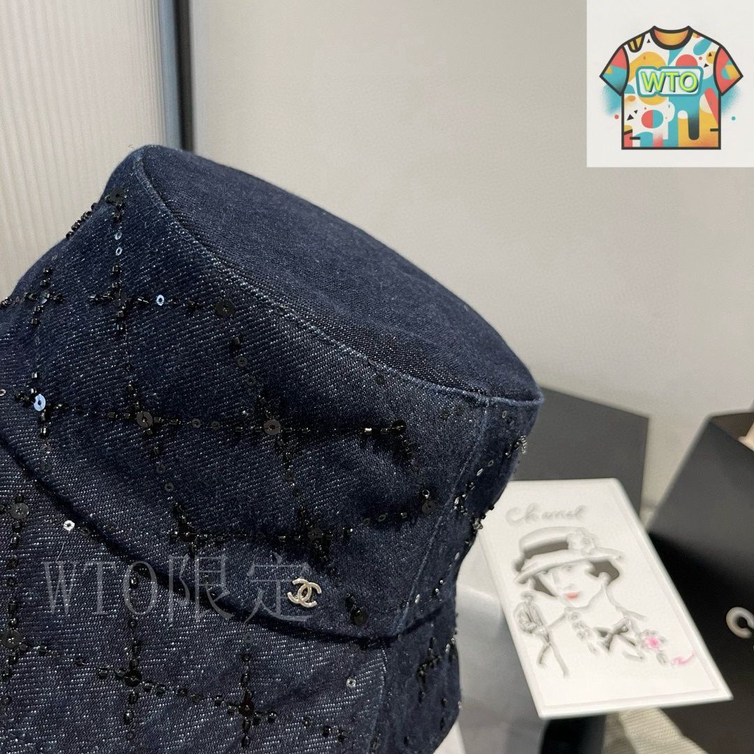 【最終値下げ】CHANEL2025年新作 パールプリントデニム バケットハット 最終値下げ】CHANEL2025年新作 パールプリントデニム バケット