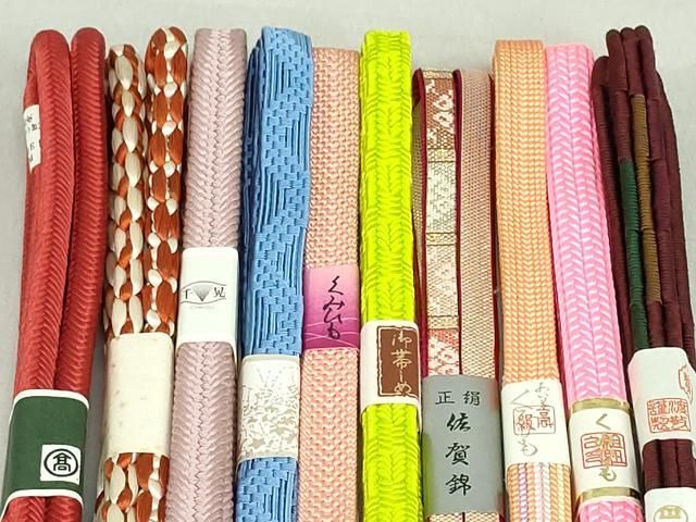 平和屋着物●和装小物　帯締め10本　奈良組　佐賀錦　くみひも　金糸　高島屋扱い　逸品　未使用　DAAV8046by 平和屋着物○和装小物 帯締め10本 奈良組 佐賀錦 くみひも 金糸 高島屋