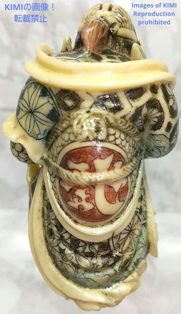 置根付 毘沙門天 七福神 極細工 在銘 雅俊 Netsuke 東洋彫刻