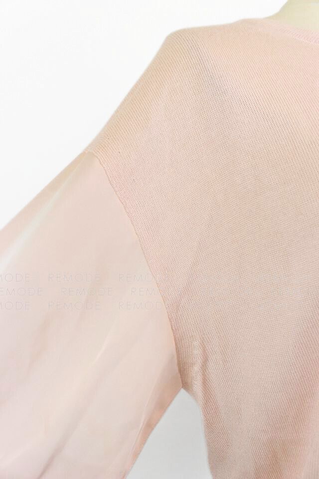 FOXEY｜シフォンリボンスリーブニットプルオーバー