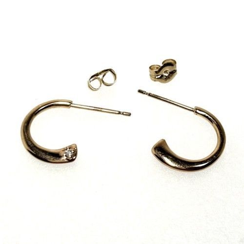 agete アガット フープ ピアス K10PG 1Pダイヤモンド0.01ct ブランド 