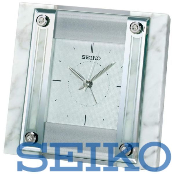 【送料無料/新品】SEIKO CLOCK (セイコークロック) 置時計 白大理石 105x120x67mm QK737W