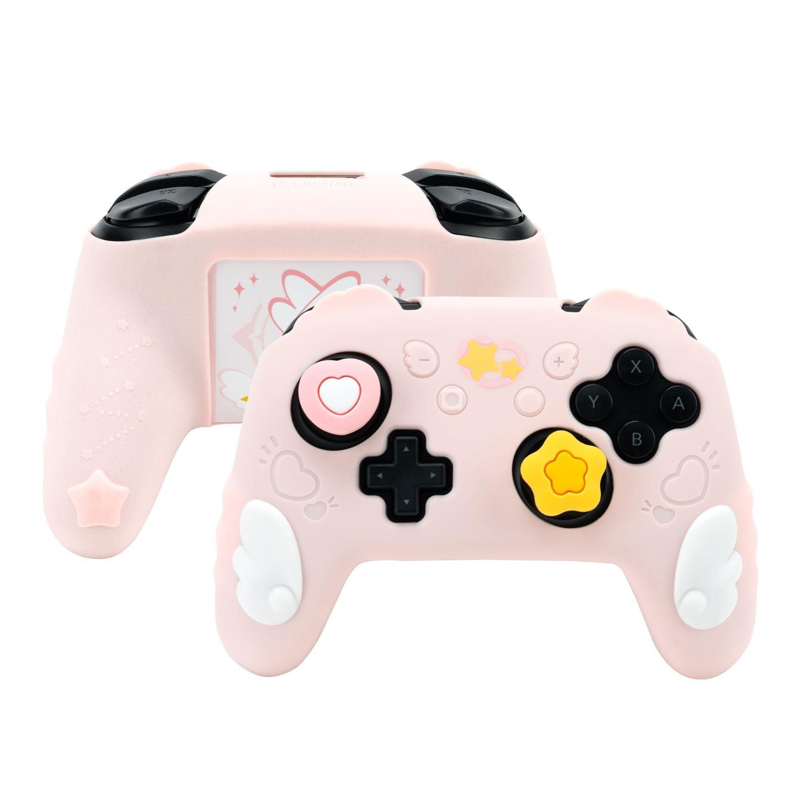ピンク GeekShare NS Proコントローラーカバー シリコン製 ソフト スキンケース Switch Proコントローラー対応 NS Proコントローラーカバーとシール付け 保護カバー 保護ケース 耐衝撃 簡単装着 滑り