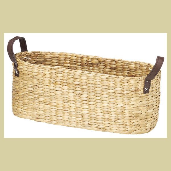 ウォーターヒヤシンス バスケット 収納 | 楕円形 持ち手付き （ かご – 市川籠店 1basketry 取っ手付き 両手 ウォーターヒヤシンスかご 幅45×奥行30 約直径４５×高