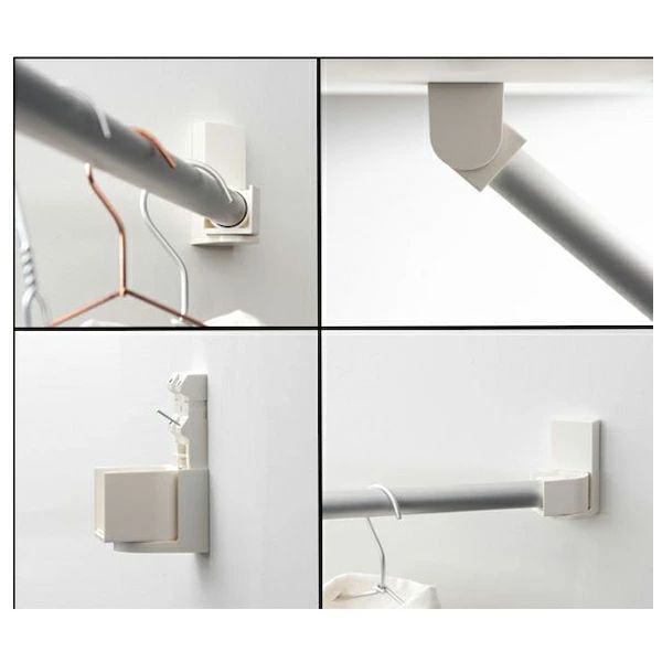 【新品・3営業日以内発送】【即納在庫品】森田アルミ工業 KURURI 首振りピン式物干 クルリ ピン固定壁付室内物干し竿セット ／ 室内物干し　室内 物干し竿　石膏 おしゃれ 賃貸【沖縄離島販売不可】