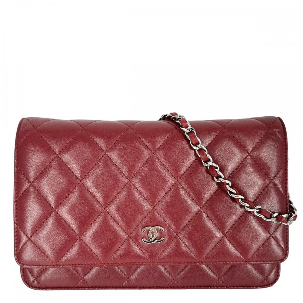 VINTAGE シャネル チェーンウォレット ラム レッド/S金具 シャネル CHANEL チェーンウォレット レッド シルバー金具