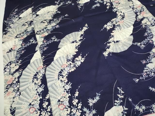 平和屋着物▽上質な小紋 単衣 石畳文 銀彩 鈴乃屋扱い 正絹