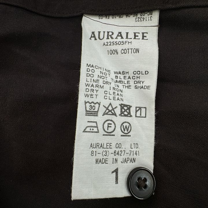 AURALEE A22SS05FH WASHED FINX HERRINGBONE S／S レディース ブラウン