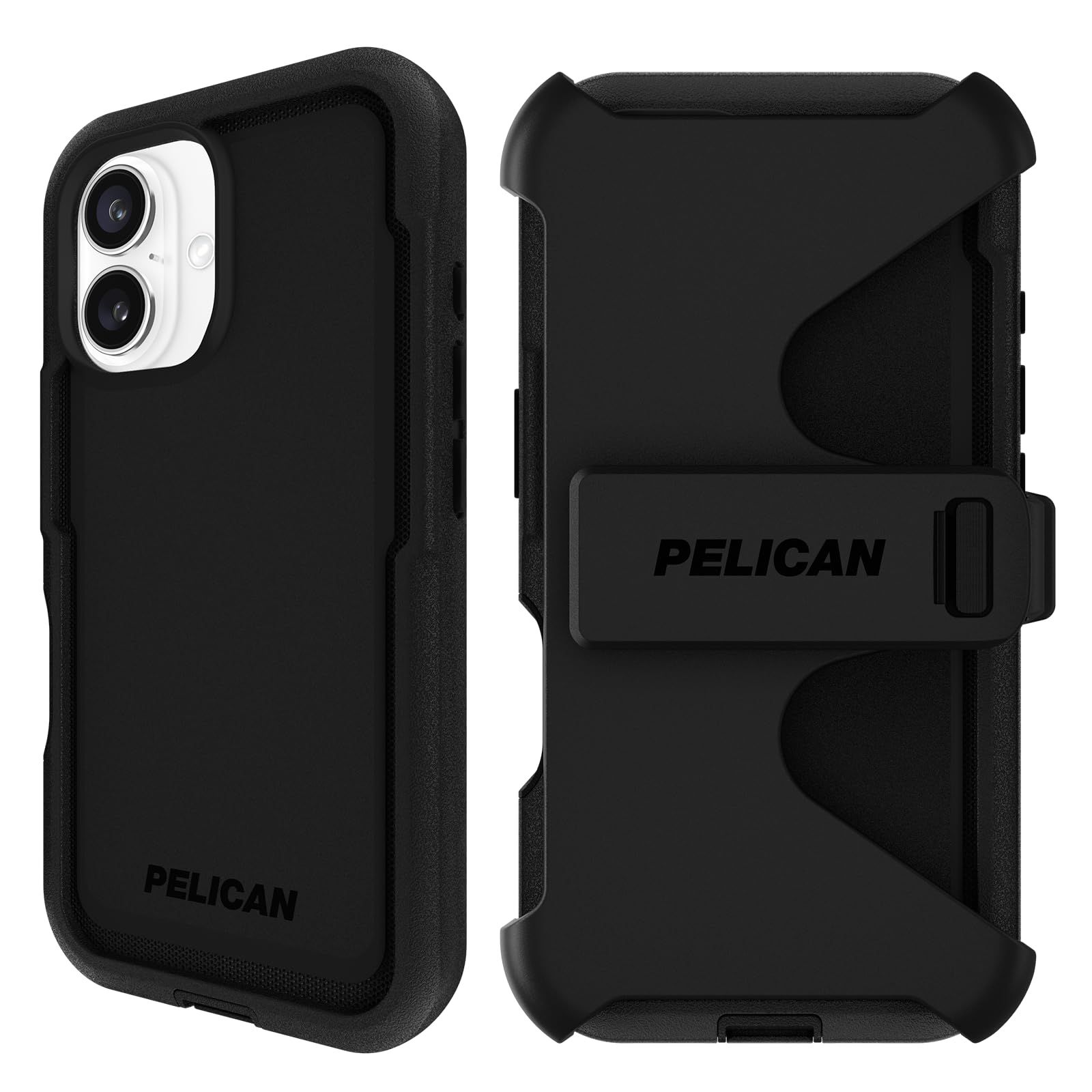 Pelican Voyager iPhone 16 ケース MagSafe対応 頑丈な電話ケース 18フィート ミリタリーグレードの落下保護 - iPhone 16用ベルトクリップホルスター付き高耐久電話カバー - ブラック Voyager Black