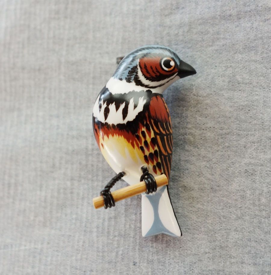 ミヤマホウジロ　バードカービング バードカービング(ミヤマホウジロ) ホオジロ バードカービング 彫刻 KS