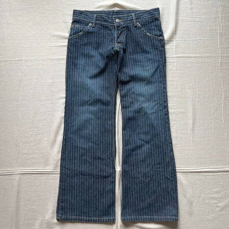 00s archive 291295=HOMME ヒッコリー バギーシルエット フレアデニム