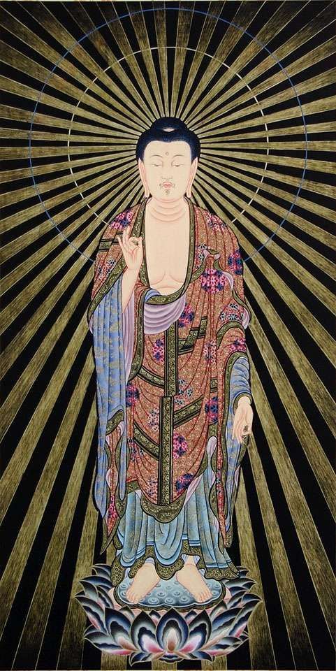 仏画 掛け軸「阿弥陀如来（立）」模表装 戌年 亥年の守り本尊