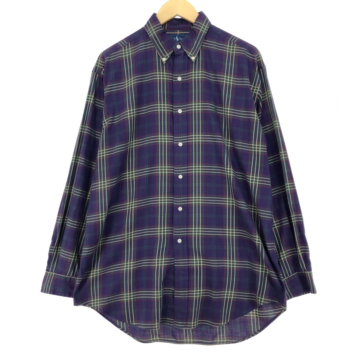 古着 ラルフローレン Ralph Lauren BLAKE 長袖 ボタンダウンチェックシャツ メンズM/eaa451279
