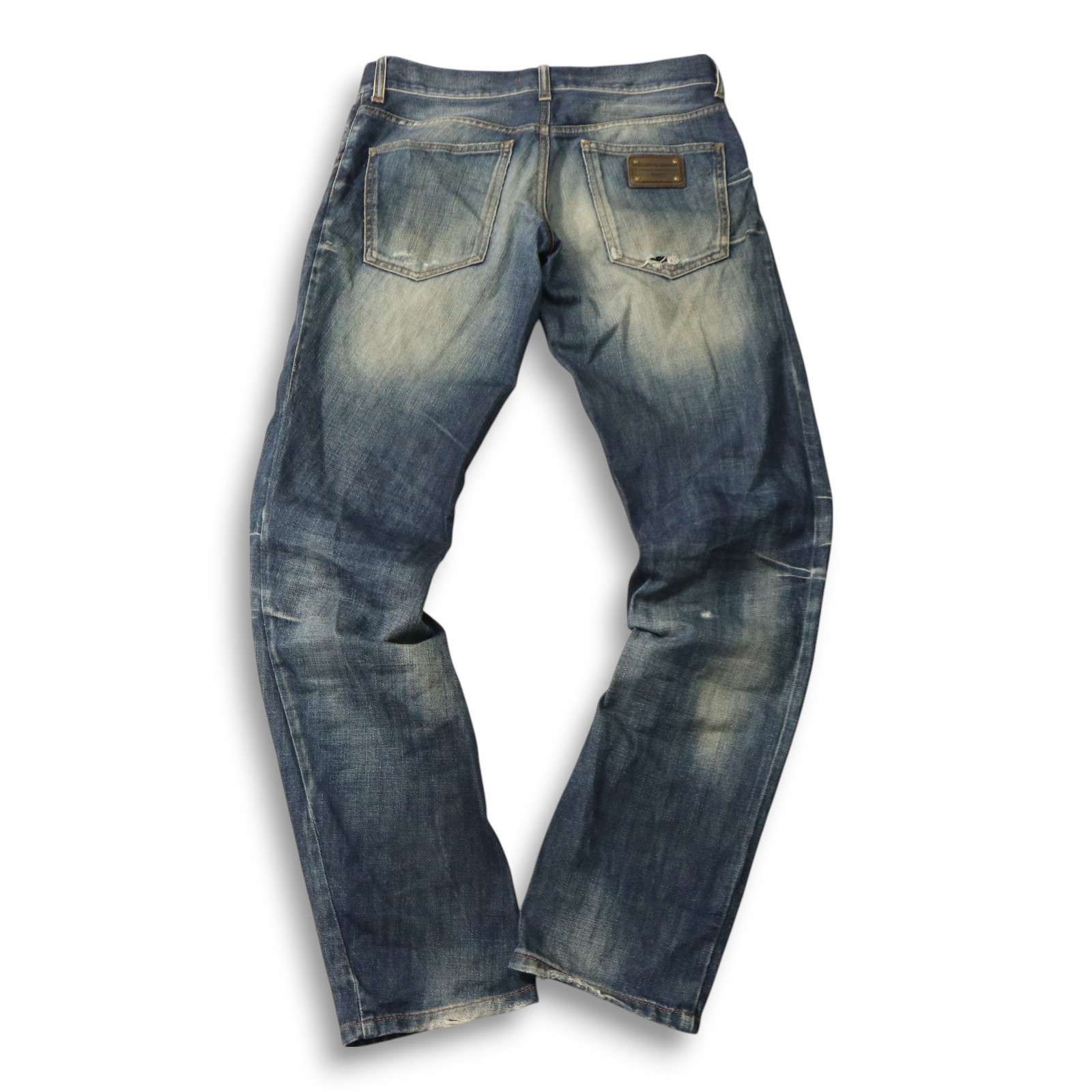 Dolce & Gabbana ロゴプレート ダメージ ワイド デニム ジーンズ DOLCE&GABBANA - DOLCE&GABBANA denim jeans ロゴプレートの通販