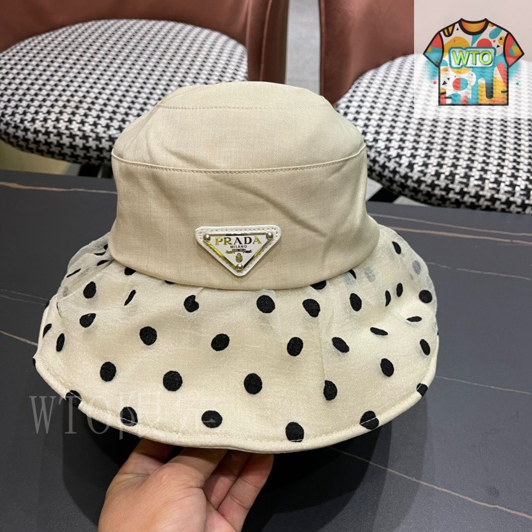 PRADA ドット柄 バケットハット M58センチ 今日WTO】Prada プラダ バケットハット-PX08 - メルカリ