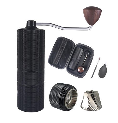 OneBean手挽きコーヒーミル無限C3清掃やすい着脱式全能7角ステンレス臼全金属コーヒーグラインダーハンドミル手動式粗さ調整機能携帯便利のバッグ付き省力均一coffeegrinder 無限C3-7軸ブラ…