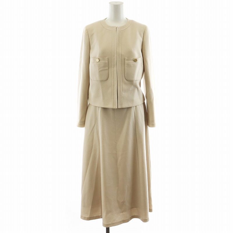 アナイ ANAYI 22AW セットアップ ツイルジャージノー ジャケット フ ロングスカート ウール 36 ベージュ 10222710390 10222711490 |AN48