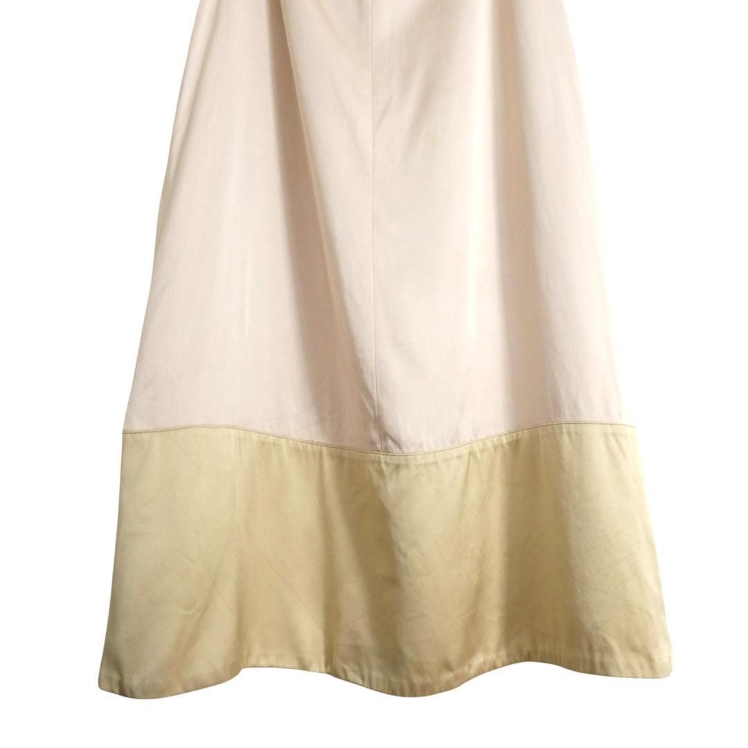 ◇【シャネル】ヌーディーカラーシルク100％スカート０４P#38◇ 美品 CHANEL シャネル サイズ36 シルク100％ バイカラー ココマーク
