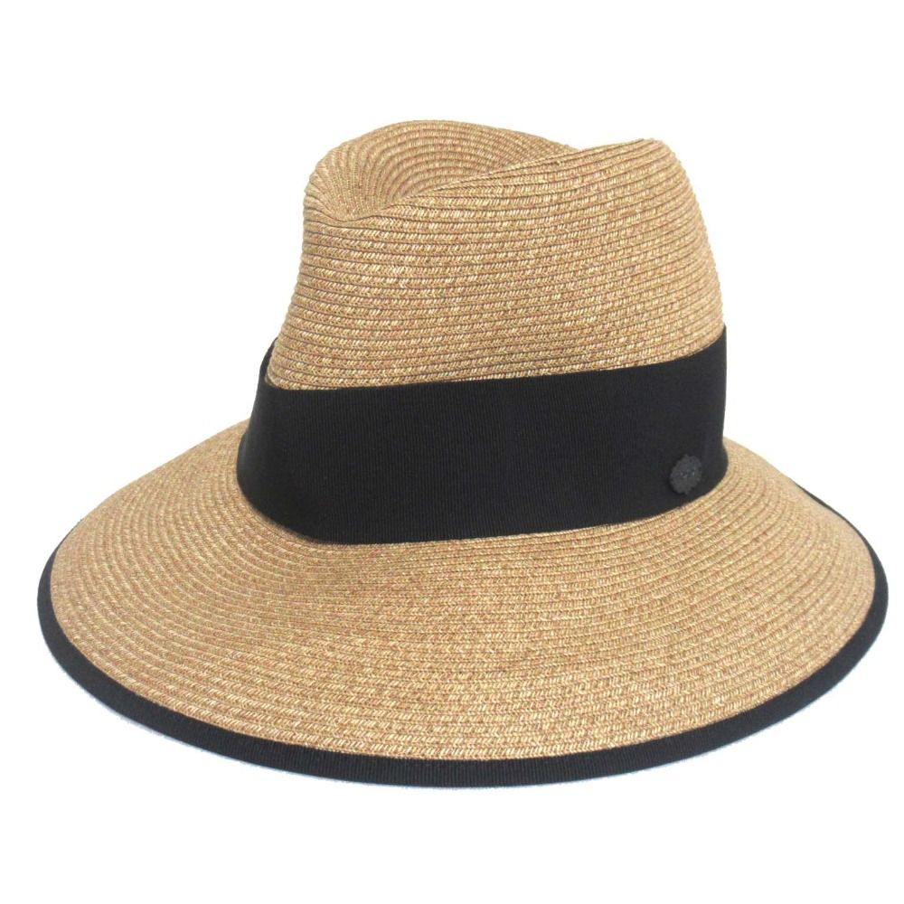 FOXEY BOUTIQUE フォクシーブティック Florence ペーパーハット 中折れ 帽子 35598 ベージュ×ブラック レディース 古着