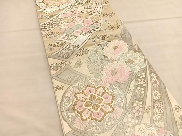 平和屋着物◎西陣 服部織物謹製 六通柄袋帯 唐織 正倉院熨斗花蝶