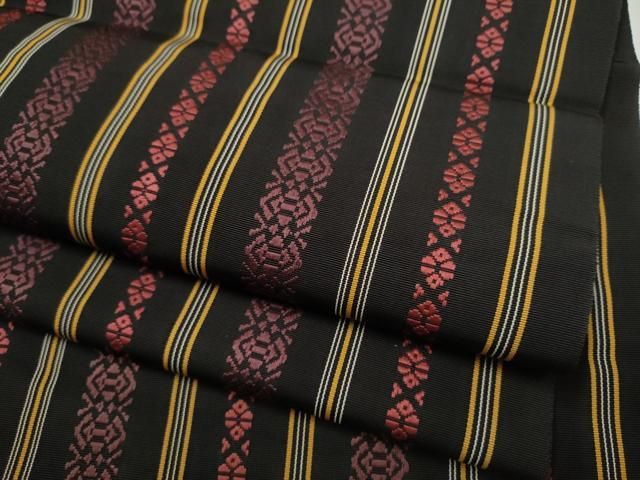平和屋着物●本場筑前博多織　八寸名古屋帯　献上　黒地　正絹　逸品　CAAY9819hy 平和屋着物○本場筑前博多織 八寸名古屋帯 献上 黒地 正絹 逸品