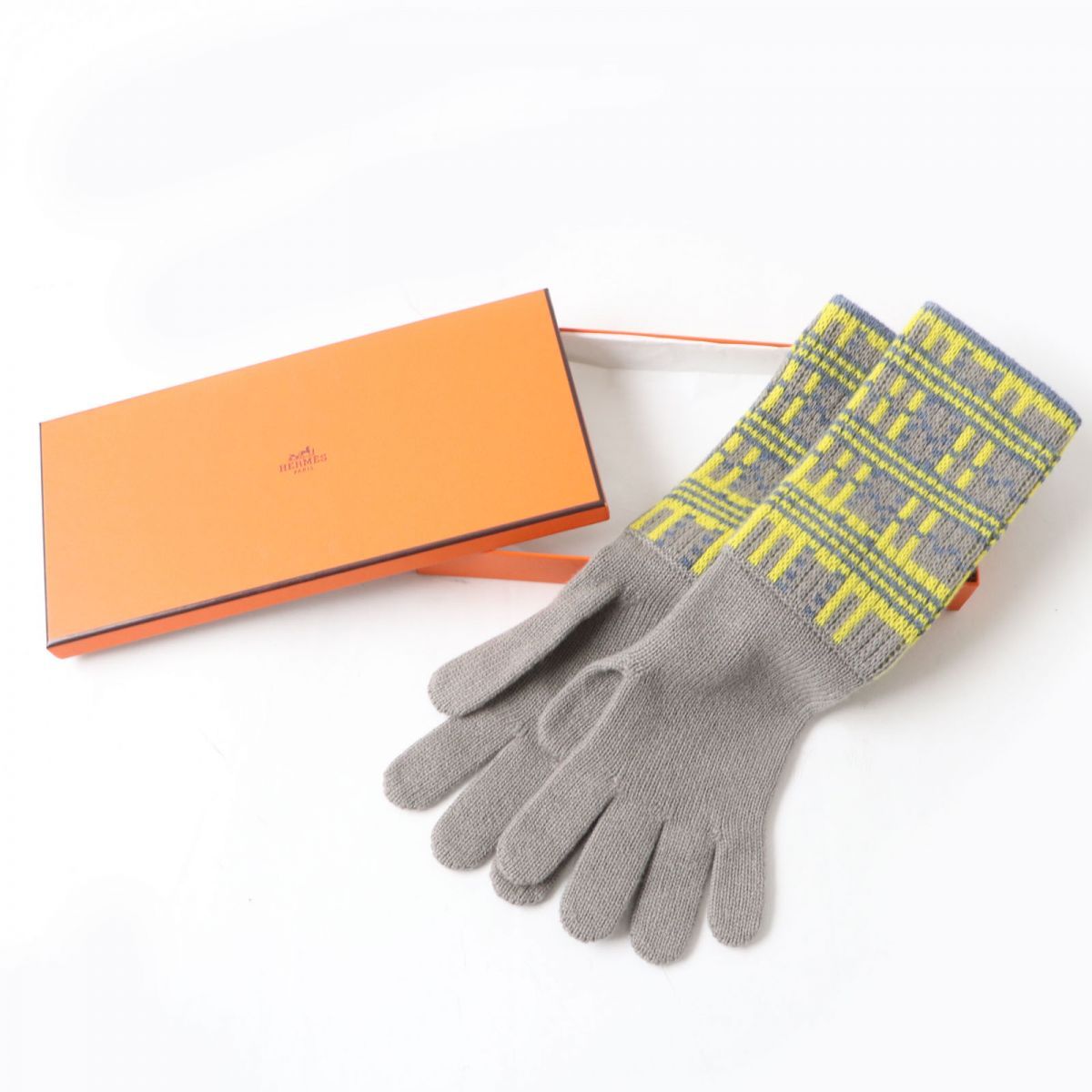 未使用 HERMES エルメス カシミヤ(100%) 手袋 聞きづらい ブラック (SM)