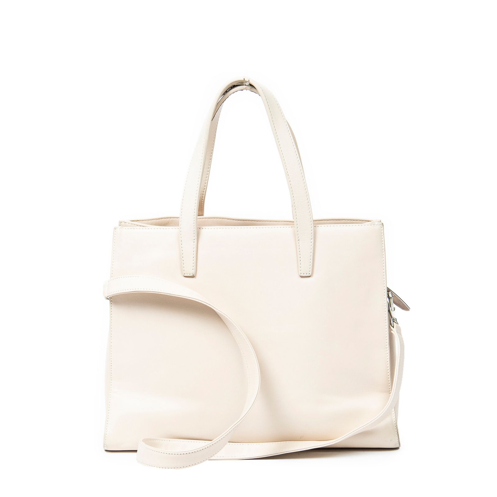 ロエベアナグラムジップトップハンドルベージュスムースカーフスキンレザーAB