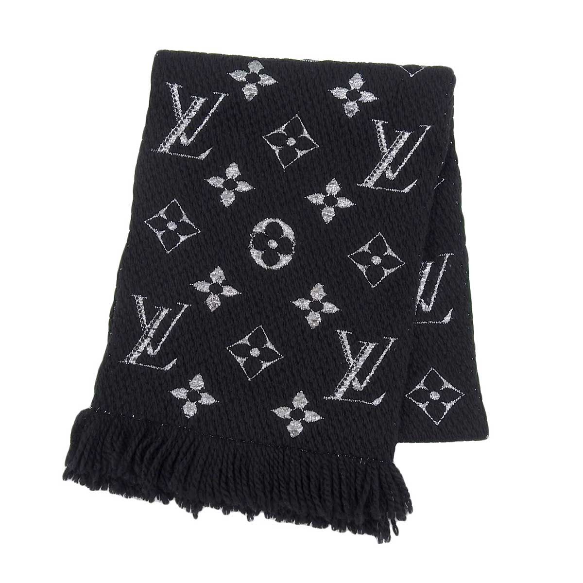 ルイヴィトン エシャルプ ロゴマニア シャイン マフラー M75833 ユニセックス ブラック シルバー LOUIS VUITTON アパレル 小物