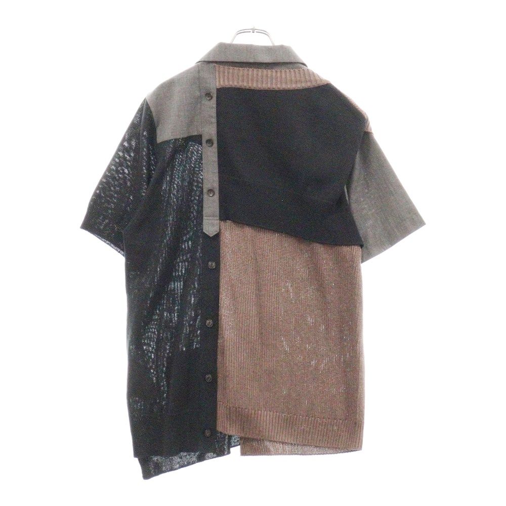 kolor カラー 21SS レーヨンコード ニット切替 ドッキング半袖シャツ 21SCM-N04302 ネイビー/グレー kolor (カラー) 21SS レーヨンコード ニット切替 ドッキング半袖シャツ