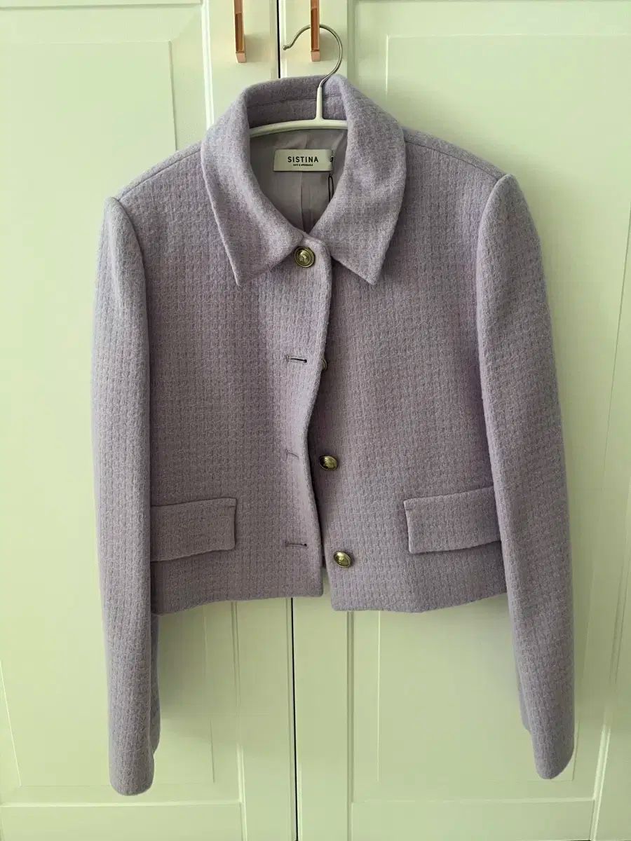 システィナ ツイード クロップド ジャケット ラベンダー PURPLE パープル 55