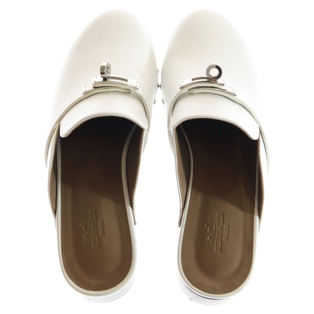  HERMES エルメス カルロッタ ケリー レザー サボ サンダル ローカットシューズ ミュール シルバー金具 ホワイト レディース その他 靴