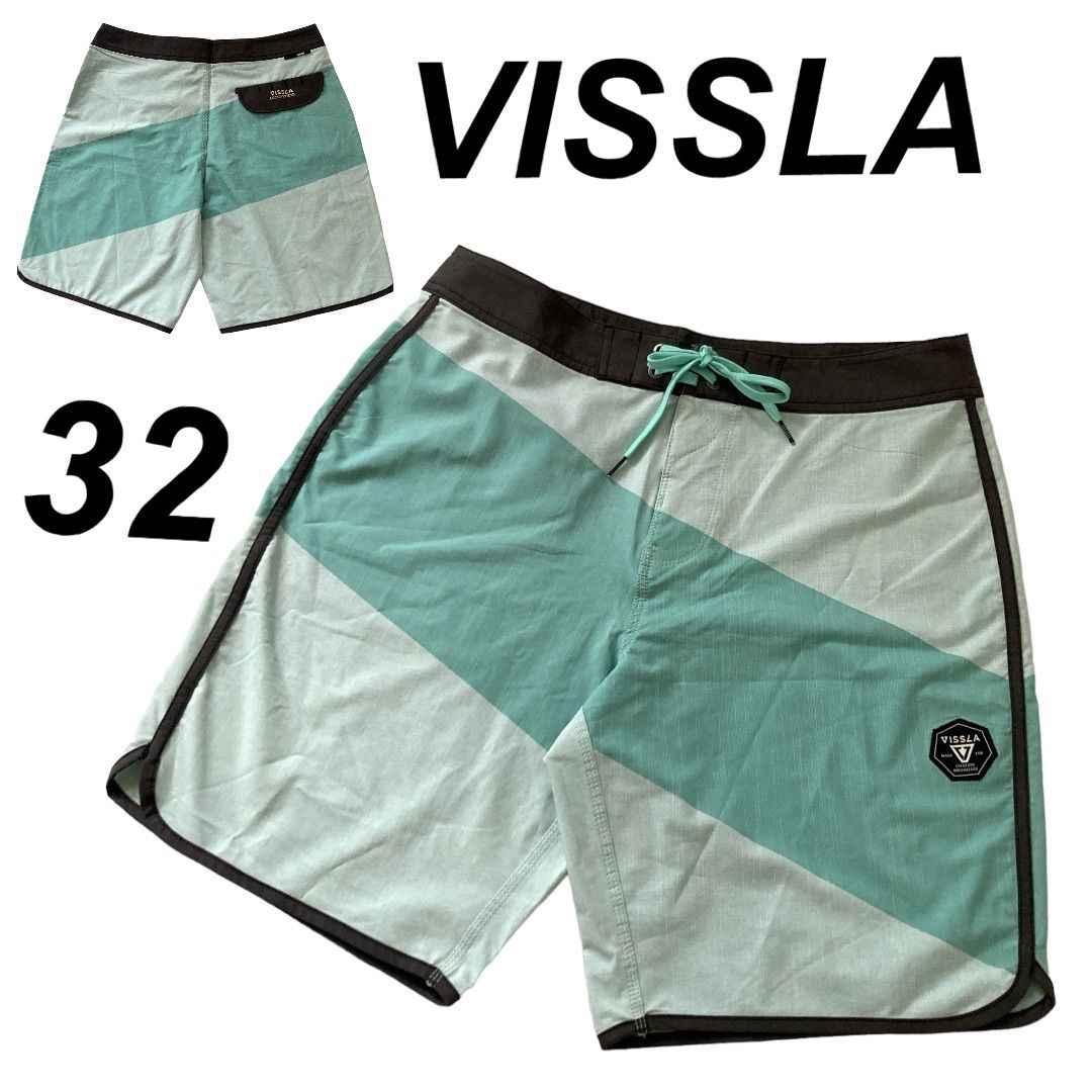 VISSLA ヴィスラ メンズ ボードショーツ 32 サーフパンツ 水着 ウォータースポーツ マリンスポーツ ハーフパンツ ライトグリーン系 (F36)