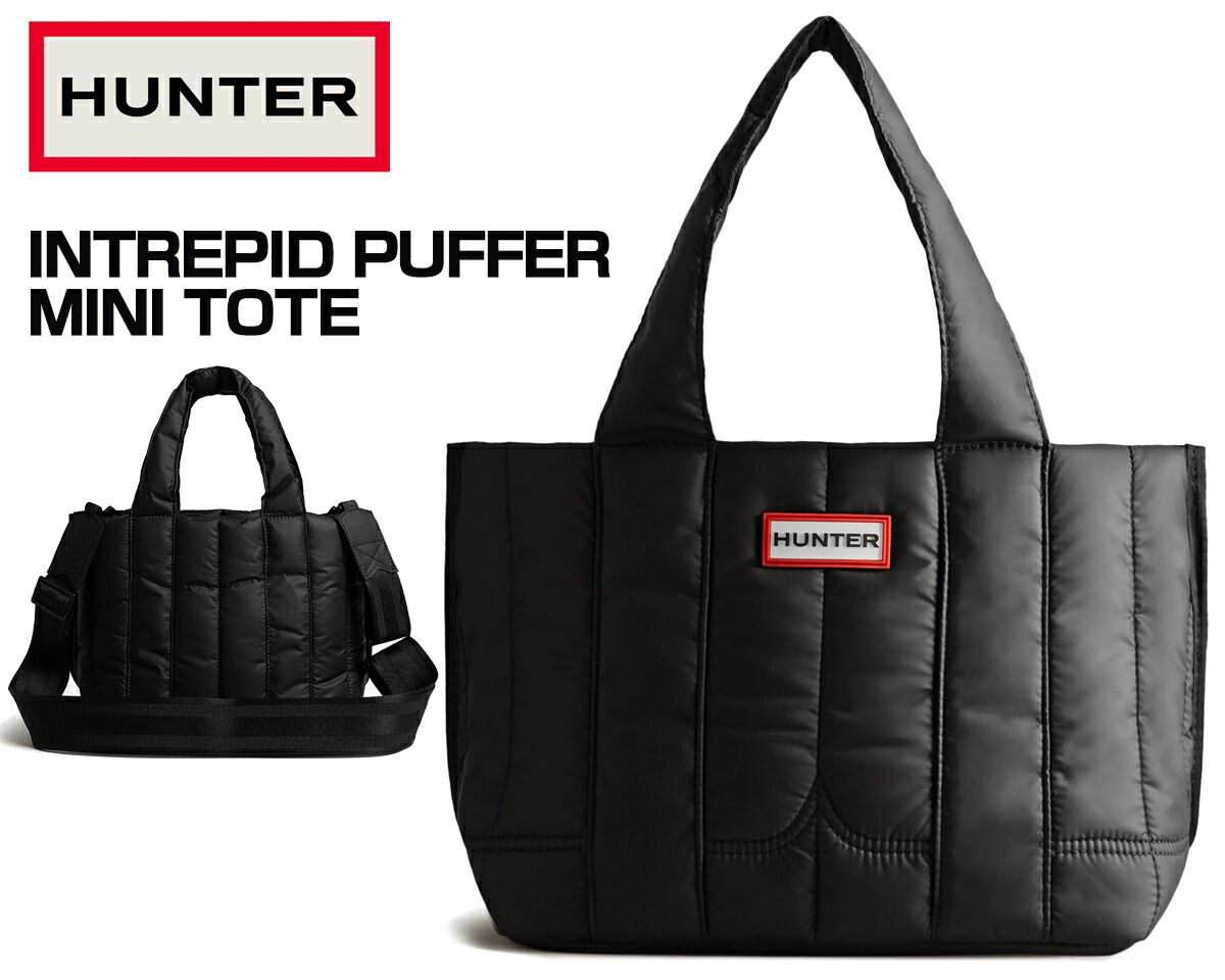 ハンター イントレピッド ブークレ ミニ トートバック HUNTER ORIGINAL INTREPID PUFFER MINI TOTE BLACK|RED BOX LOGO ubs1167kbm-rbo ブラック バッグ 鞄