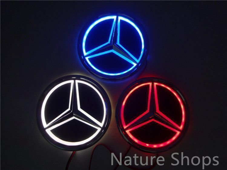 メルセデス?ベンツ Mercedes Benz 5D LEDエンブレム 交換式 8.7cm*8.7cm ブルー|ホワイト|レッド 3色選択 kkkdvy