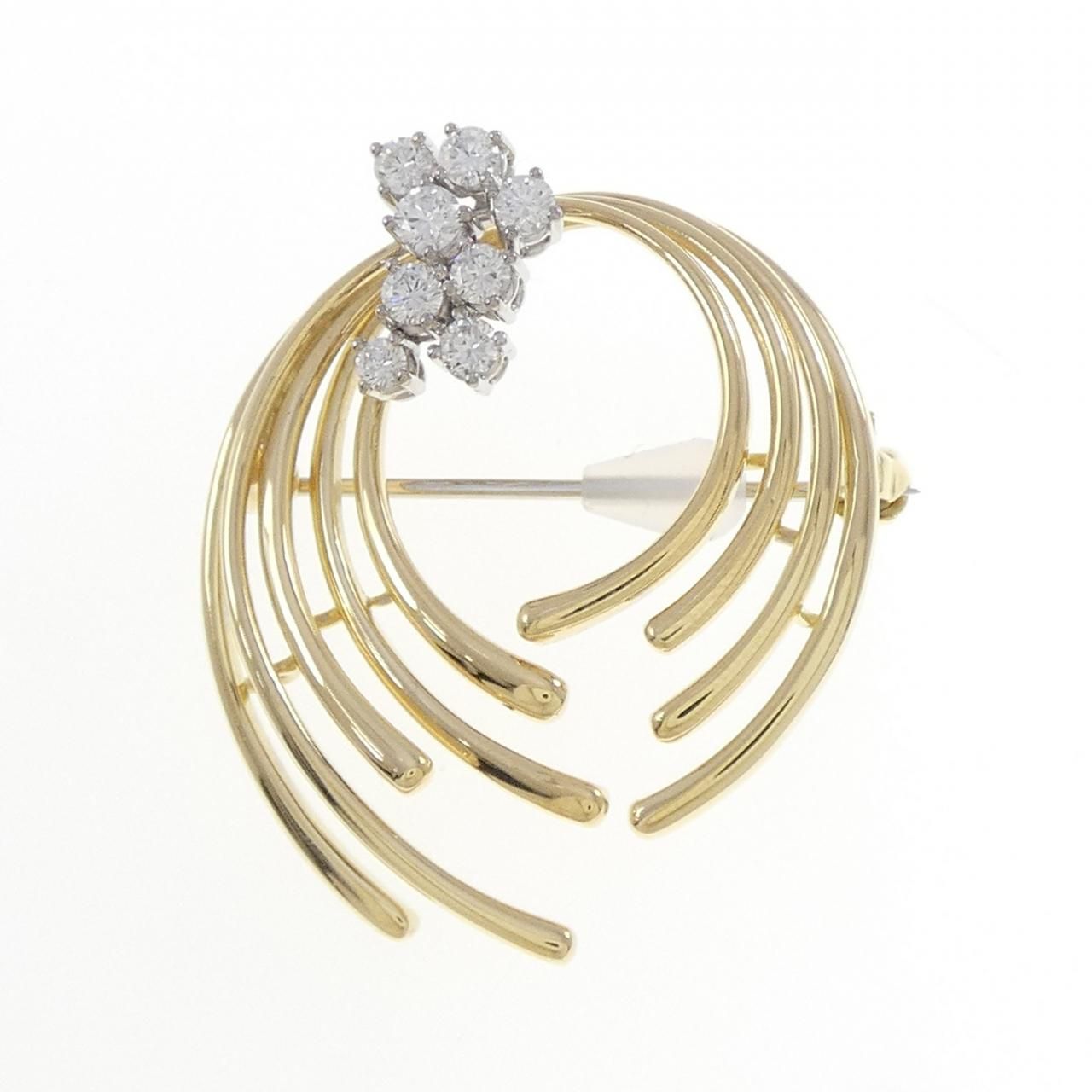 750YG 750WG ダイヤモンド ブローチ