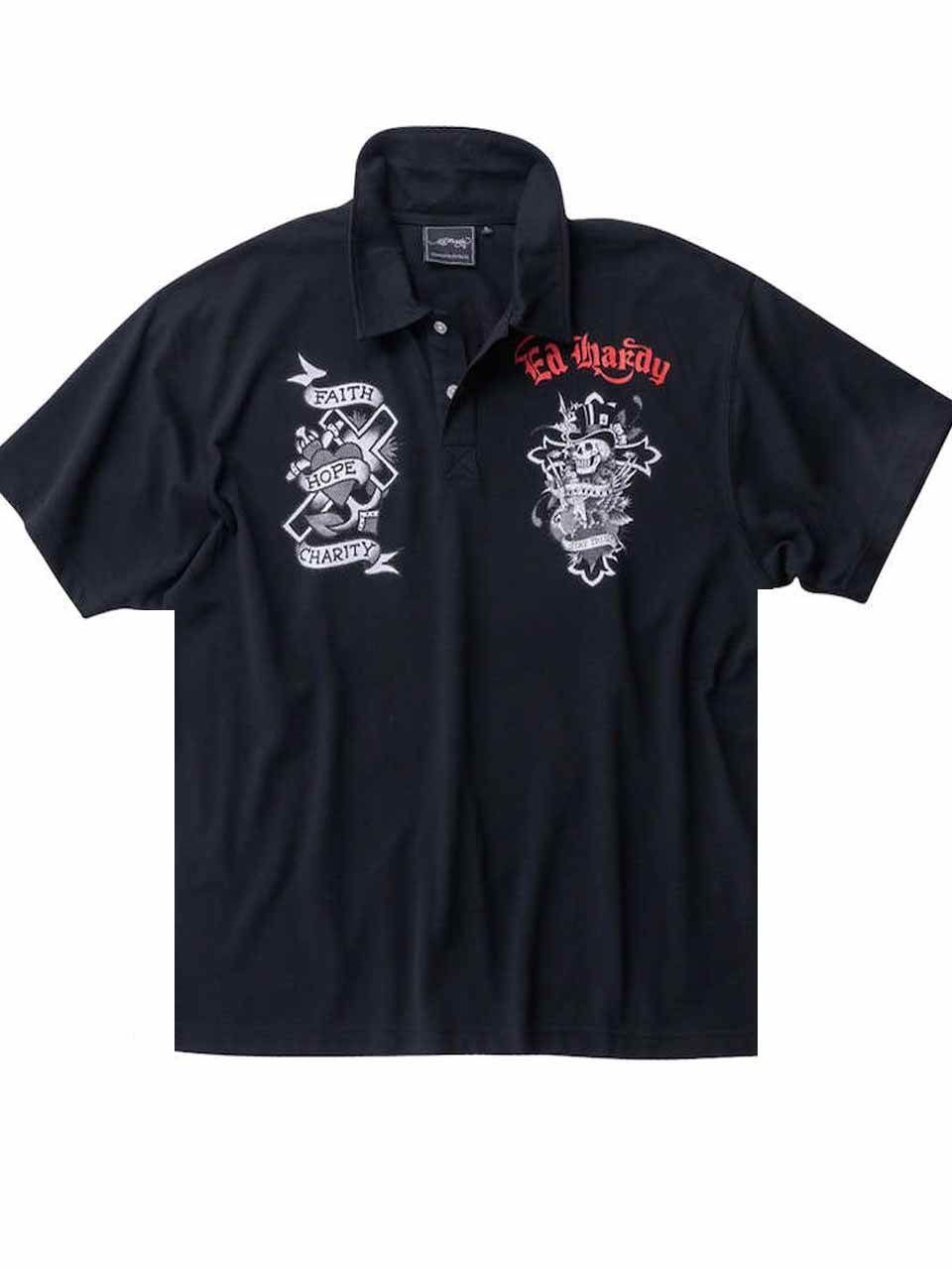 ポロシャツ Ed Hardy 大きいサイズ メンズ ドクロ スカル ハート