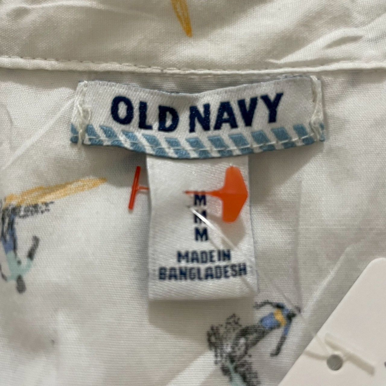 OLD NAVY シャツ 半袖 M ホワイト 総柄 サーフィン 海 アロハ 春