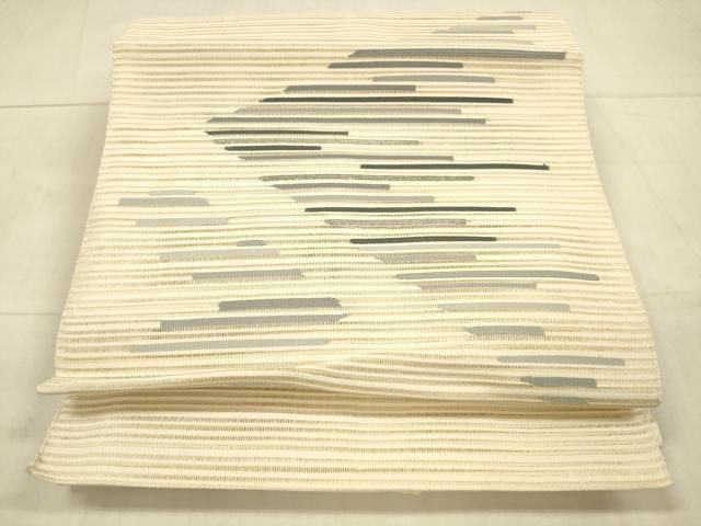 平和屋着物＊夏物 絽綴れ 八寸名古屋帯 横段文 金銀糸 正絹 逸品