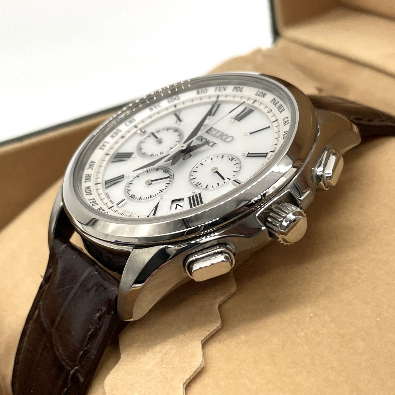 極美品 SEIKO セイコー DOLCE ドルチェ メンズ 腕時計 ソーラー電波 