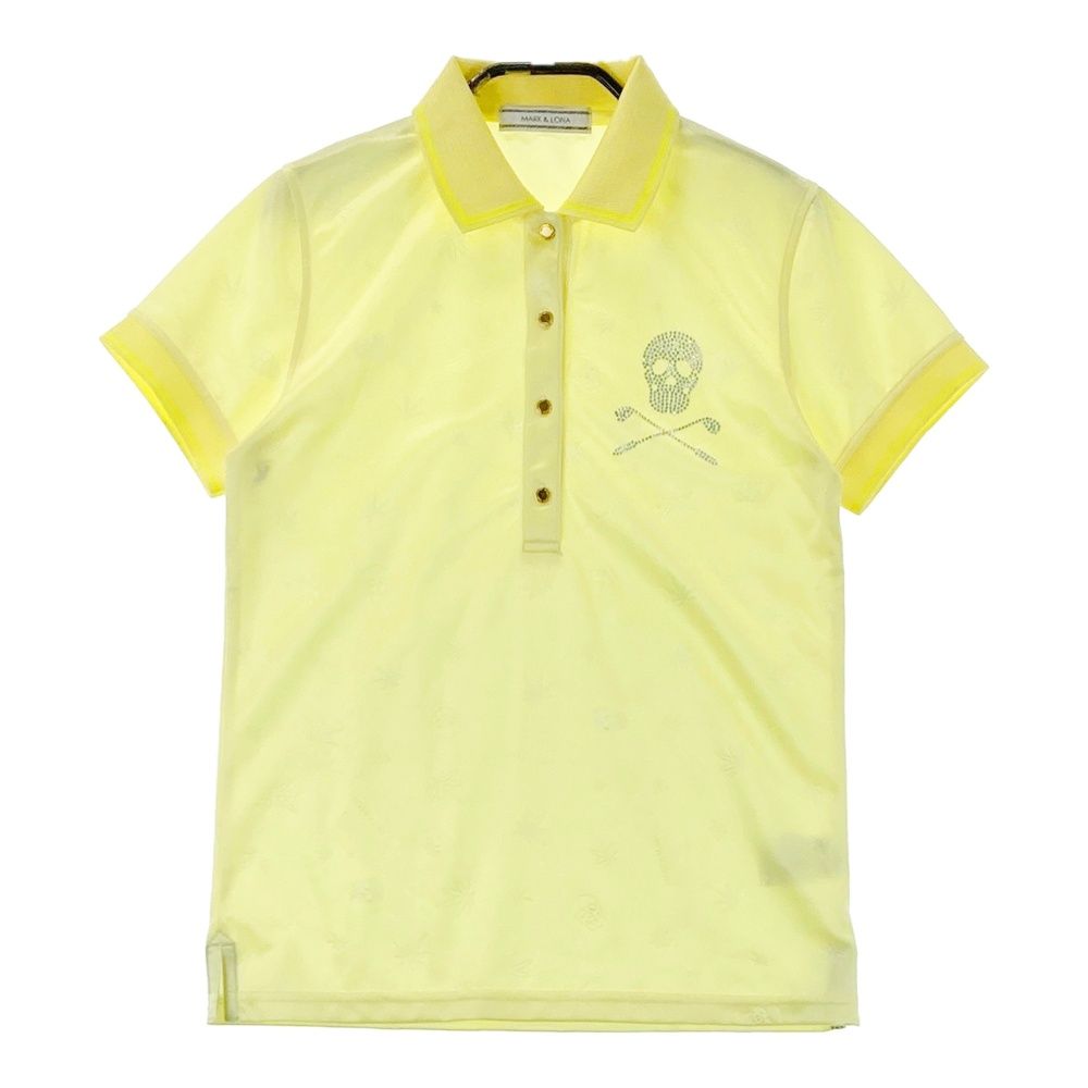サイズ S MARK-LONA マークアンドロナ 半袖ポロシャツ スカル 総柄 イエロー系 240101538079 ゴルフウェア レディース ストスト